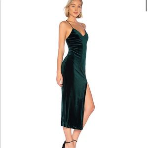 Boo boo night green velvet dress with slit